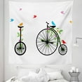 thumbnail image 1 of Bicycle Tapestry, Flying Birds and Flowers on Old Single Wheel Bikes Happiness and Joy Pedals Graphic, Fabric Wall Hanging Decor for Bedroom Living Room Dorm, 5 Sizes, Multicolor, by Ambesonne, 1 of 1