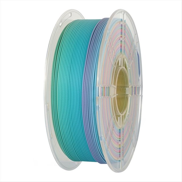 PLA Arcoíris Mate de 1,75 mm, 1 Kg, para Impresora 3D con Degradado Multicolor, PLA de Bajo Brillo y Cambio de Color.
