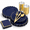Navy Blue with Gold, variant on Liyh 210 Light Blue Plastic Dinnerware Set - Plates Napkwith Foil Include Bridal Shower Disposableware Cups For Birthday 30 Guests