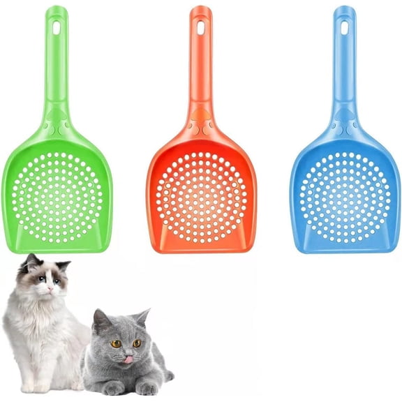 Dailihome Cat Litter Scoop with Deep Shovel Green Non Stick Small Hole Litter Sifter with Super Strong Handle for Easy Cleaning 1PC