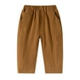 thumbnail image 3 of Baby Pants Children Solid Color Casual Long Pants Fashion Elastic Waist Coffee 18-24 Months, 3 of 5
