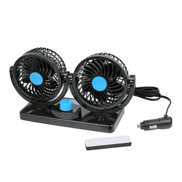 Unique Bargains Noir DC 12V 3W Double Tête Réglable Ventilateur de Refroidissement Automobile