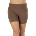 thumbnail image 1 of Womens & Plus Soft Cotton Stretch High Waist Sports Short Pants with Wide Waist Band (MOCHA, 1X), 1 of 3