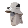 thumbnail image 1 of MERIGLARE Outdoor Hat with Fan Breathable with Face Neck Cover Flap Sun Protection Hat Light Gray, 1 of 9