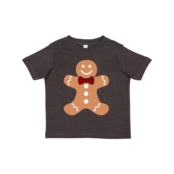 Inktastic Cute Gingerbread Man with Red Plaid Bowtie Boys or Girls Toddler T-Shirt