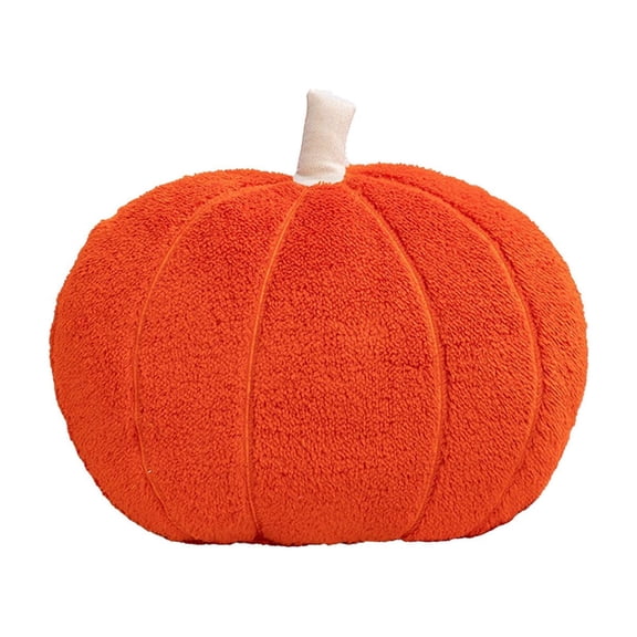 VENTORA Pumpkin Shaped Pillow for Home Decor, Soft Velour Cushion for Halloween and Thanksgiving, Stress Relief Decorative Throw Pillow for Sofa and Bed, Versatile Holiday Ornament Orange