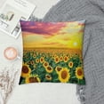 thumbnail image 2 of JEUXUS Throw Pillow Cover Short Plush Pillowcase Painting Beautiful Sunset Over Sunflower White, 2 of 5