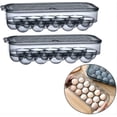 thumbnail image 1 of Caja de almacenamiento para huevos en el refrigerador, organizador apilable para huevos, bandeja para huevos cubierta con tapa ventilada, contenedor organizador de huevos para refrigerador, huevera, 1 of 7