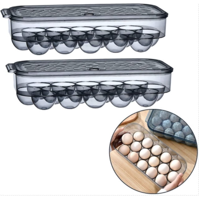 Caja de almacenamiento para huevos en el refrigerador, organizador apilable para huevos, bandeja para huevos cubierta con tapa ventilada, contenedor organizador de huevos para refrigerador, huevera