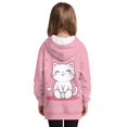 thumbnail image 2 of Psesaysky Girls Long Hoodie Oversized Pullover Sweatshirt Cartoon Kitty Print Long Sleeve Top with Kangaroo Pocket for Fall Winter for 5-6 Years, 2 of 7