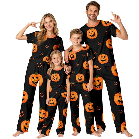 2026 Matching Family Halloween Pajamas Set, Fall Sleepwear, Ghost & Pumpkin Printed Holiday Sleepwear, Soft Loungewear PJs Outfit
