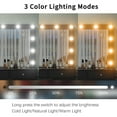 thumbnail image 6 of 13 Drawers Vanity Desk, 47''W Makeup Vanity with Power Outlet, Vanity Table with Mirror and 12 LED Bulbs, 3 Color Lighting Modes, Glass Top, Dressing Table for Bedroom ,Black, 6 of 8