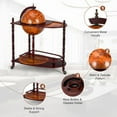 thumbnail image 5 of Spaco Vintage Globe Rolling Wine Bar Cart with Extra Shelf, Century Italian Replica Globe Bar, Liquor Bottle Shelf: Stylish Wine Storage, 5 of 9