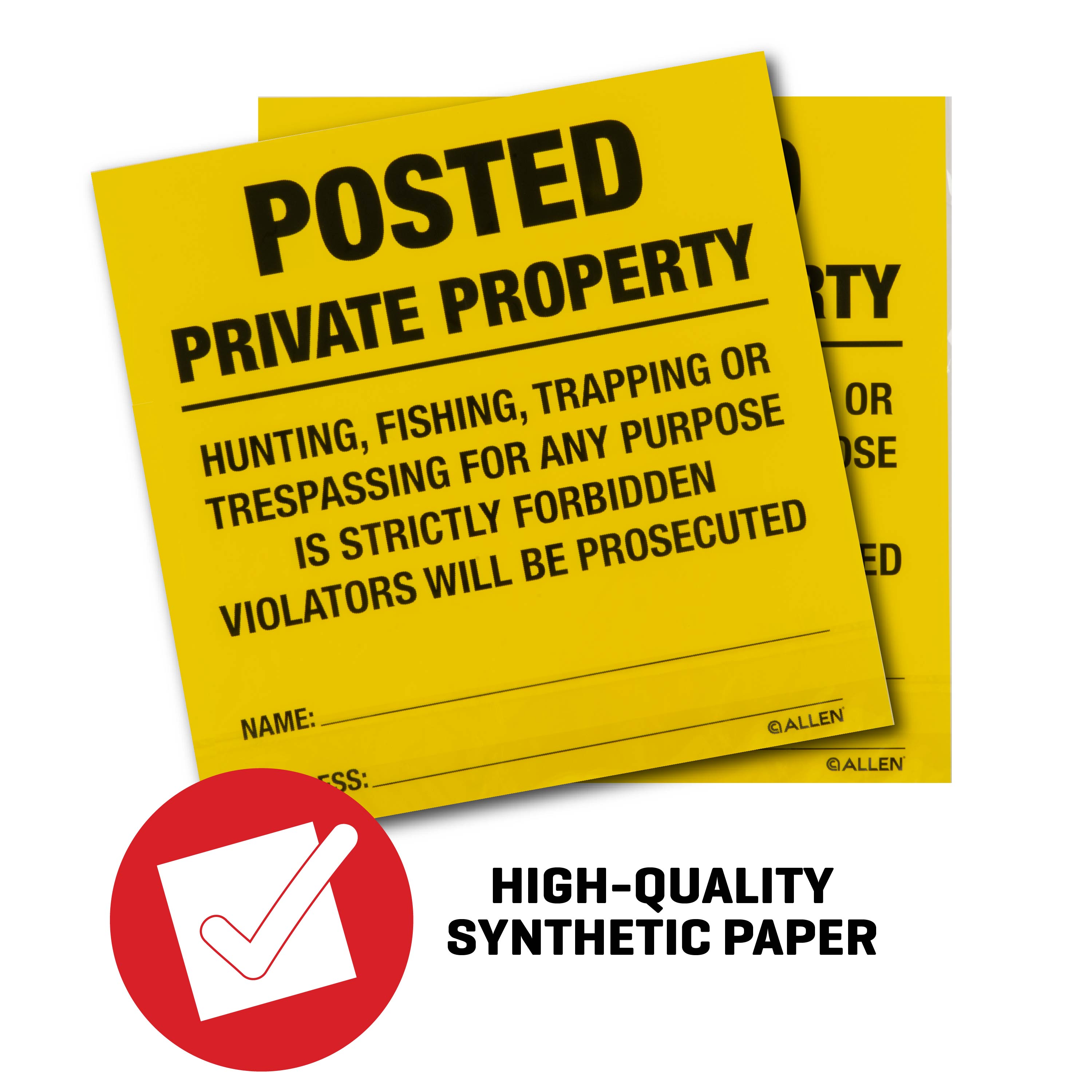 Allen Company Posted No Trespassing Signs 12-Pack - Weather-Resistant 12x12" - High-Visibility Yellow