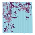 thumbnail image 2 of Ambesonne Dragonfly Shower Curtain, Swirled Floral Branches, 69"Wx75"L, Pale Azure, 2 of 4