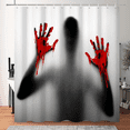 thumbnail image 5 of SUNOLIFE Halloween Shower Curtain Horror Bloody Hand Waterproof Fabric Bathroom Curtain 72x72 in, 5 of 5