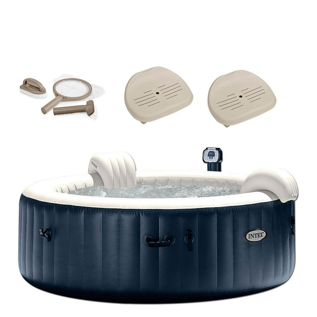 Intex Spa Rond 75 Pouces avec Kit d'Accessoires d'Entretien, & Siège Amovible (2 Pack)