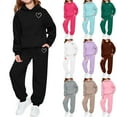 thumbnail image 5 of Girl Fleece Sweatsuit Sets Casual Long Sleeve Pullover Hoodies Loose Pants Kids Trendy Lightweight Winter Warm Tracksuit, 5 of 5