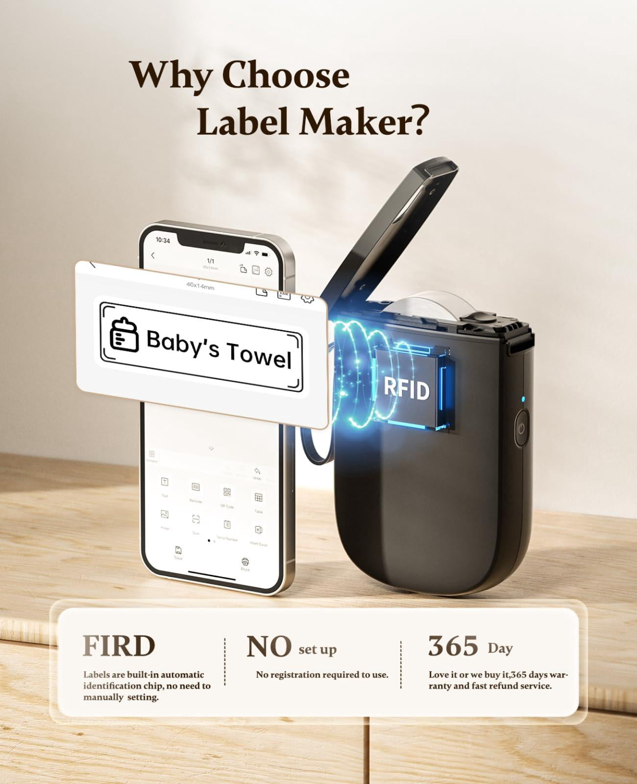 300 Dpi D11 Label Maker Machine With 1 Tape  Mini Portable Printer Thermal Sticker Labeler For Office Home Kitchen School Organization Black