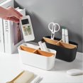 thumbnail image 3 of Multi-Compartment Desk Organizer Bamboo Remote Control Holder Storage Container for Sundries Vanity Stationery, 3 of 5