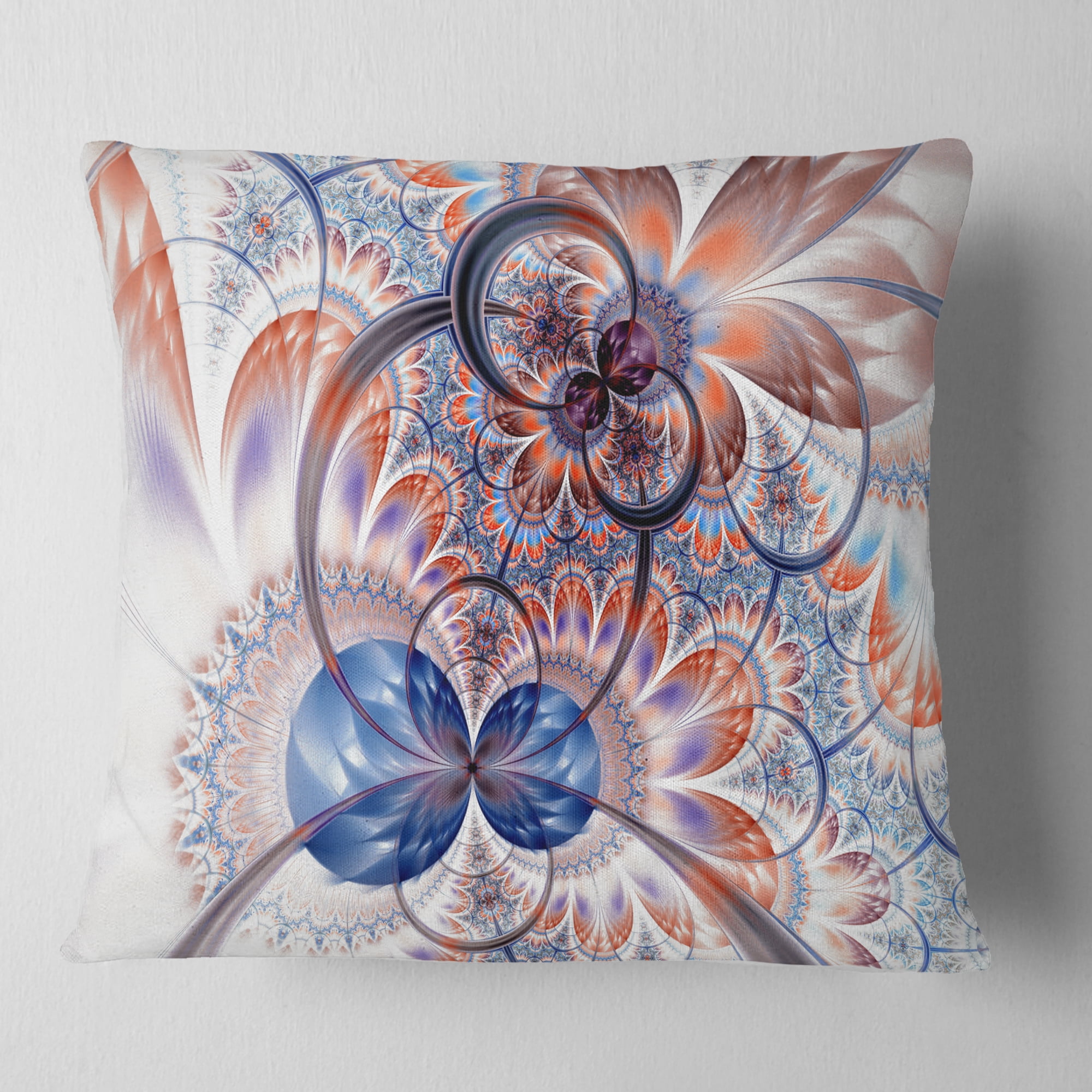 Designart Gold Symmetrical Fractal Flower - Abstract Throw Pillow - 18x18