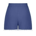 thumbnail image 5 of Stephy Women's Shorts 2025 Summer Casual Cute Ruffle Shorts Comfy Elastic Waist Drawstring Pleated Short, Blue, S, 5 of 6