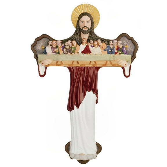 FC Design 15"H Crucifixion Jesus with Last Supper Theme Holy Figurine Statue Sculpture Ornament Decoration Home/Room Decor and Unique Gift Ideas for Housewarming, Holidays and Birthdays