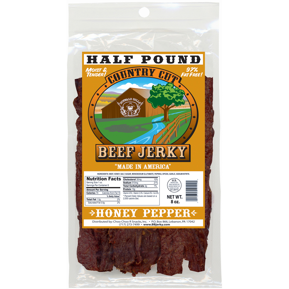 Buffalo Bills 8oz Honey Pepper Country Cut Beef Jerky – Three 8oz Packs