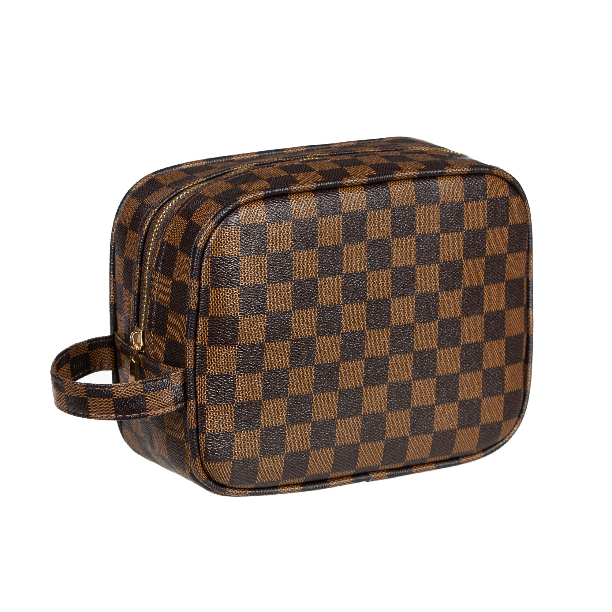 the luxouria checkered makeup bolsa elegant travel line premium designer pu leather