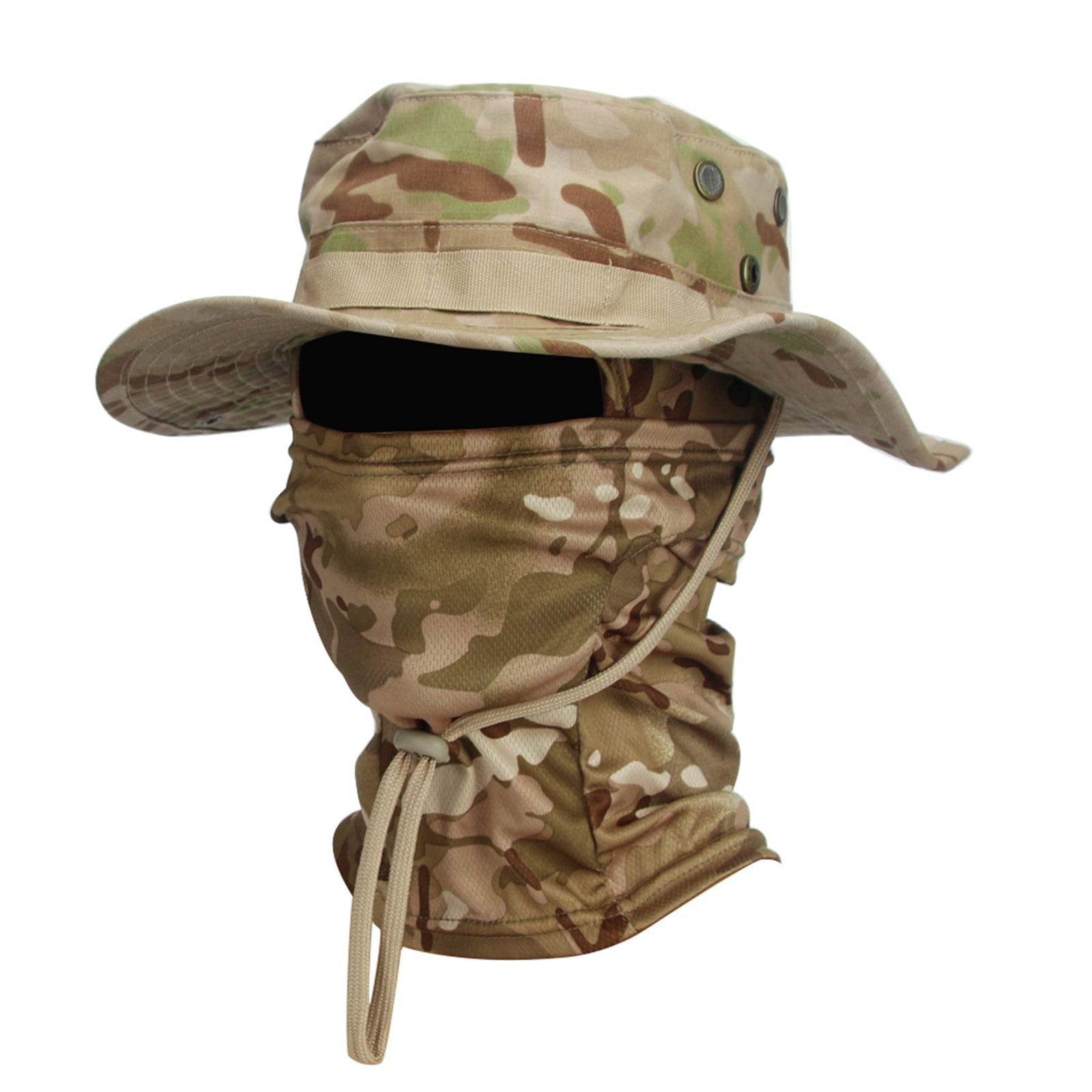 Harpily Sun Hats for Men Wide Brim Camo Military With Multifunctional Neck Gaiter Set Adjustable Windproof Boonie Hat Set Sun Protection Hat