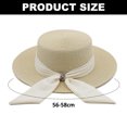 thumbnail image 2 of Sombrero de paja con forma de serpentina para mujer, de circunferencia de 56 a 58 cm, sombrero de copa plana para verano, protector solar, para vacaciones en la playa, sombrero para el sol, 2 of 5