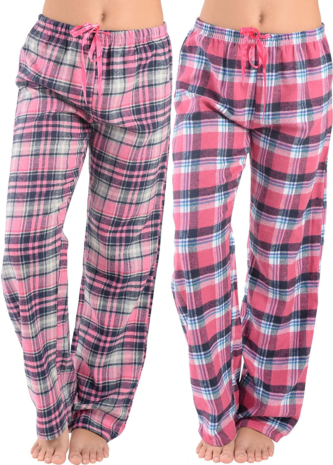 Cotton Blend Pajama Bottoms Womens Flannel Pajama Pants-Plaid Lounge Pants 