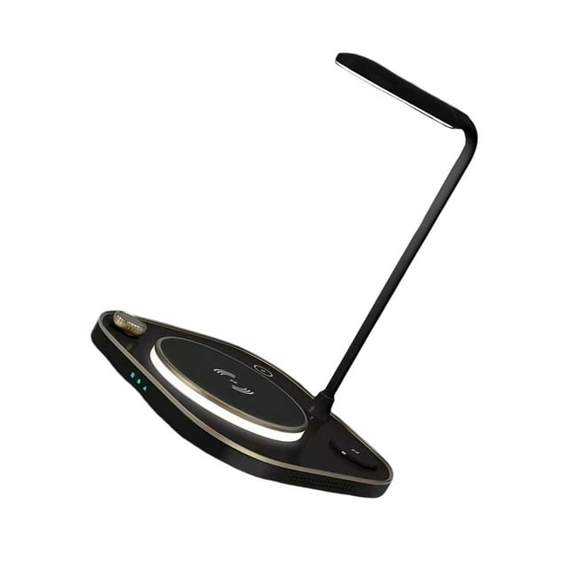 Seitruly Luz de con atenuación de 15W, de auriculares inalámbricos, lámpara de mesita de noche para dormitorio, brazo Flexible, Electrónica Negro