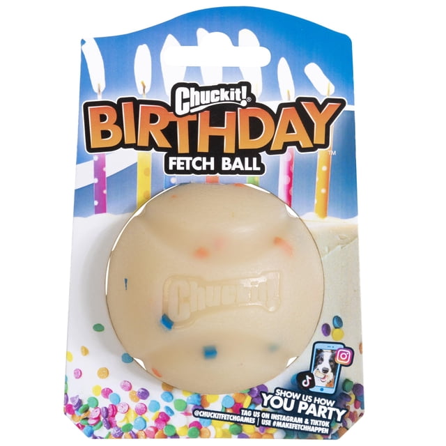 ¡Busca a Ball Chuckit! Cumpleaños para perros de tamaño mediano de 9 a 27 kg