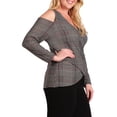 thumbnail image 4 of eVogues Plus Size Cold Shoulder Plaid Top, 4 of 7