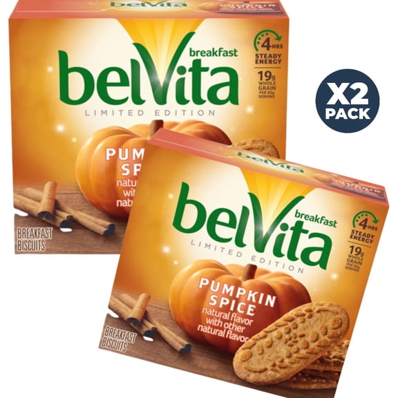belVita Pumpkin Spice Breakfast Biscuits, each box 5 Packs (4 Biscuits Per Pack) pack of 2 for LIMITED TIME