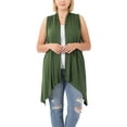 thumbnail image 4 of Women Asymmetrical Draped Open Front Sleeveless Jersey Vest Cardigan, 4 of 4