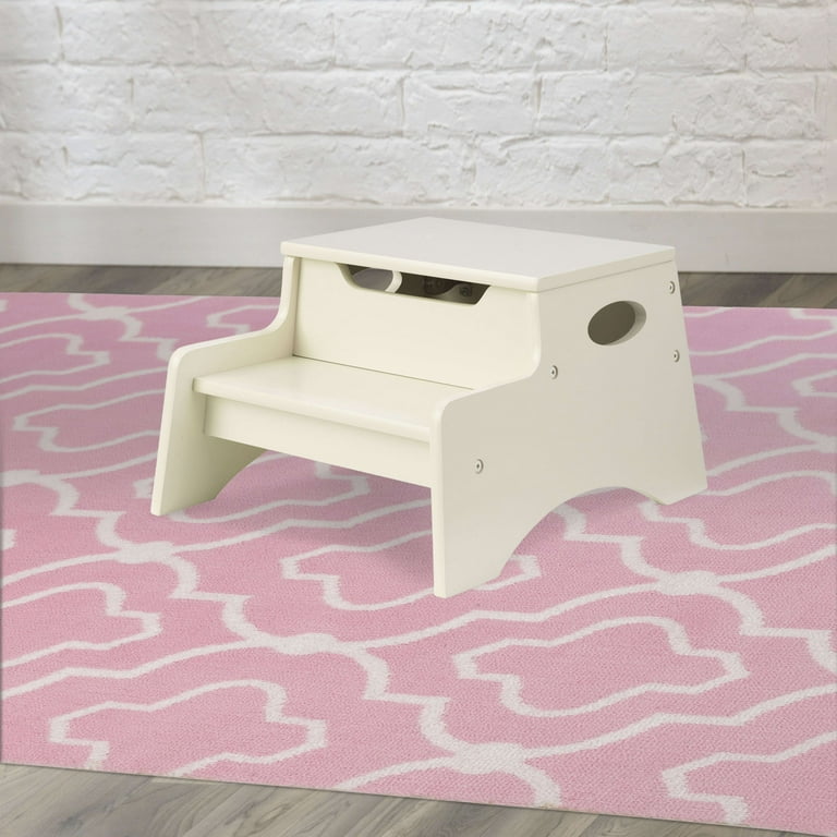 KidKraft Wooden Step N Store Stool with Handles and Storage Vanilla Walmart