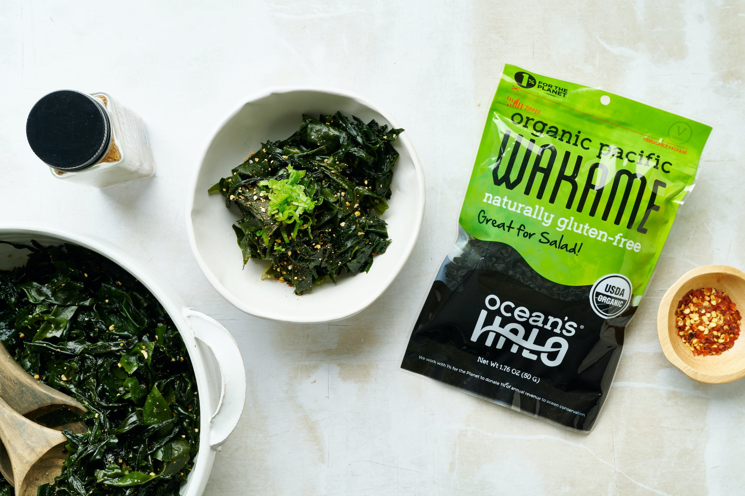 Ocean's Halo Organic Pacific Wakame Seaweed, Great for Seaweed Salad, Shelf-Stable Dried, 1.76 oz