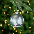 thumbnail image 2 of Northlight 4" Slate Blue with Glittered Trees Glass Ball Christmas Ornament, 2 of 8