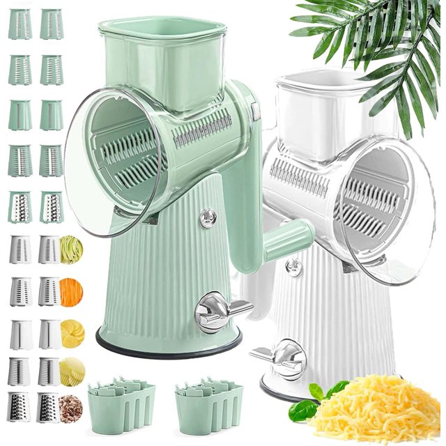 Râpe Rotative 5 en 1, Conserve, Blanche, Ustensile de Cuisine, Râpe Alimentaire, Polypropylène (PP) + ABS