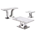 thumbnail image 1 of Genuine White Marble 3pc Coffee Table Set with Silver Stainless Steel Base, 1 of 5