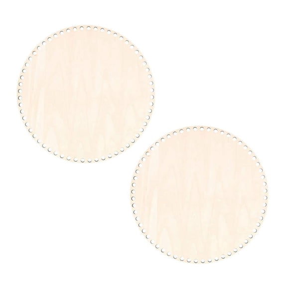 2X 30cm Natural Wooden Basket Bottom with Hole, Circle Blank Wood Base for DIY Knitting Crochet Bag Bottom Shaper Craft