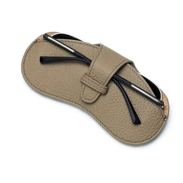 Soporte De Gafas De Cuero Bolsa De Gafas De Sol Delgadas Portátiles Bolsa De Anteojos Suave - Gris