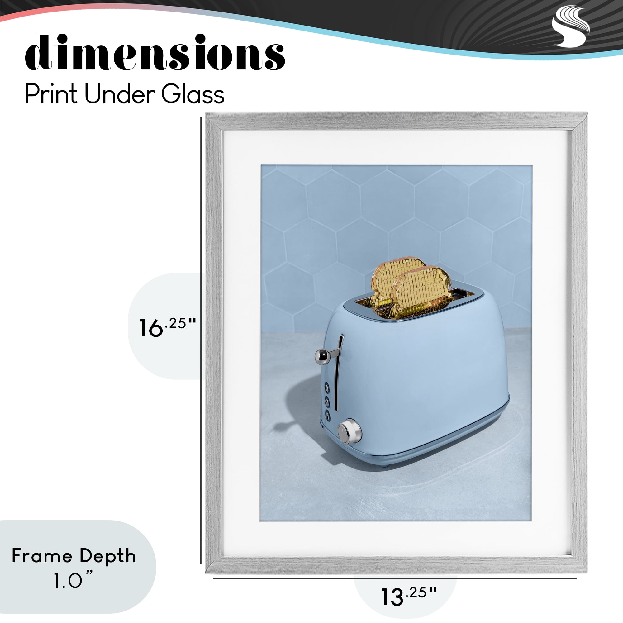 Stupell Industries Golden Disco Toaster Over Gray Framed Print Under Glass, design by LISH Creative