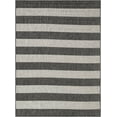 thumbnail image 4 of Unique Loom Outdoor Striped Collection Area Rug - Distressed Stripe (5' 1" x 7' 1" Rectangle Charcoal Gray/Ivory), 4 of 6