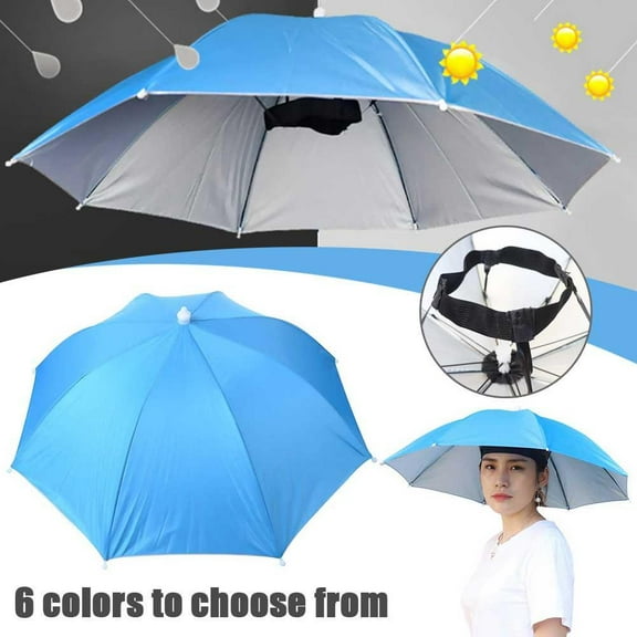 QHUDLV Suns Umbrella Hats Outdoor Rain Foldable Fishing Camping Headwear O0Z8sd54