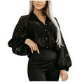 thumbnail image 7 of Blmnix Womens Button Down Shirts Black Sheer Sexy Gothic Long Sleeve Tops Long Sleeve V-Neck Tops, 7 of 7