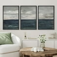 thumbnail image 2 of PixonSign Framed Canvas Print Wall Art Set Storm Cloud Blue Ocean Wave Coastal Seascape Nature Wilderness Illustrations Modern Art Decorative Rustic Relax/Calm Colorful for Bedroom - 16"x24"x3 Black, 2 of 5