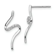 Sterling Silver White Ice Diamond Post Earrings 22x10 mm (0.096 cttw, I1-I3 Clarity, I-J Color)